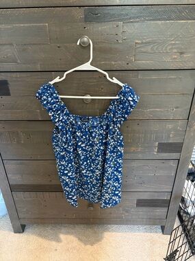 Blue Floral Off-Shoulder Women's Top
